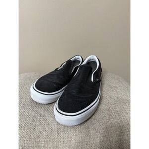 Womens Size 9 Black Glitter Sequin Vans Slip On Loafers Casual